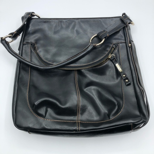Mora Mara black leather shoulder purse adjustable‎ strap.